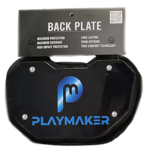 Playmaker Football back plate with brand logo in packaging